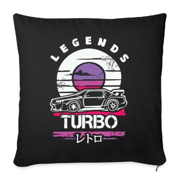 Rétro JDM Turbo – Design de voiture japonaise des années 90 - Housse de coussin décorative 45 x 45 cm - noir - Devant