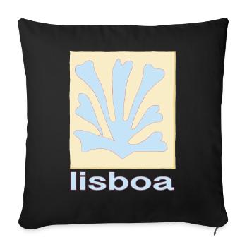 Lisboa Palmenblatt Blau Retro - Sofakissenbezug 45 x 45 cm - Schwarz - Vorne