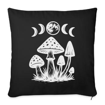 Mushroom Night Myth Design, Moon Phases, Gothic - Sofa pillowcase 17,3'' x 17,3'' (45 x 45 cm) - black - Front