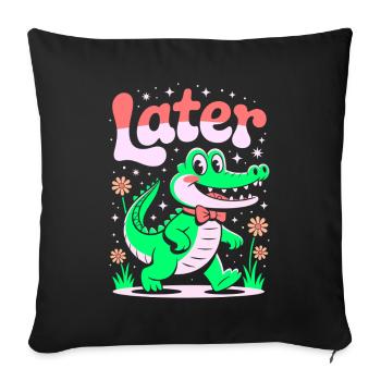 See You Later Aligator - Alligator Retro Design - Sofa pillowcase 17,3'' x 17,3'' (45 x 45 cm) - black - Front