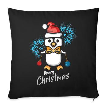 Pingouin de Noël avec flocons de neige - Housse de coussin décorative 45 x 45 cm - noir - Devant