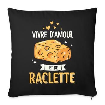 Live On Love And Raclette Funny Gift - Sofa pillowcase 17,3'' x 17,3'' (45 x 45 cm) - black - Front