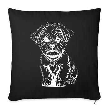 cadeau personnalisé t-shirt chiens Malteser - Housse de coussin décorative 45 x 45 cm - noir - Devant