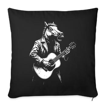 Guitare cheval en costume - Housse de coussin décorative 45 x 45 cm - noir - Devant