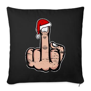 Christmas Middle Finger with Santa Hat - Sofa pillowcase 17,3'' x 17,3'' (45 x 45 cm) - black - Front