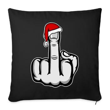 Doigt d’honneur de Noël avec chapeau de Père Noël - Housse de coussin décorative 45 x 45 cm - noir - Devant
