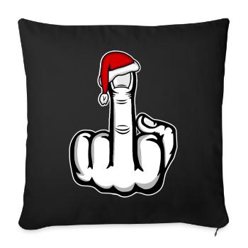 Christmas Middle Finger with Santa Hat - Sofa pillowcase 17,3'' x 17,3'' (45 x 45 cm) - black - Front