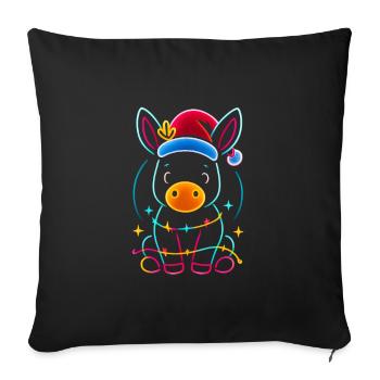 Donkey Elf Noël Drôle Cadeau - Housse de coussin décorative 45 x 45 cm - noir - Devant