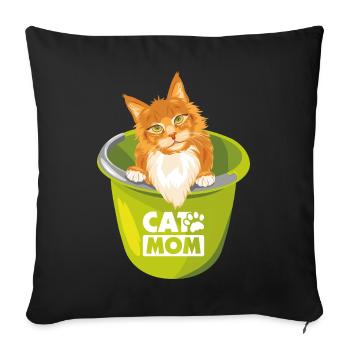 Cute ginger cat is peeking out of the bucket - Sofa pillowcase 17,3'' x 17,3'' (45 x 45 cm) - black - Front