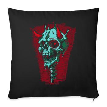 Turquoise Skull with Horns - Sofa pillowcase 17,3'' x 17,3'' (45 x 45 cm) - black - Front