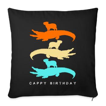Happy birthday Capybara Alles Gute zum Geburtstag - Sofa pillowcase 17,3'' x 17,3'' (45 x 45 cm) - black - Front