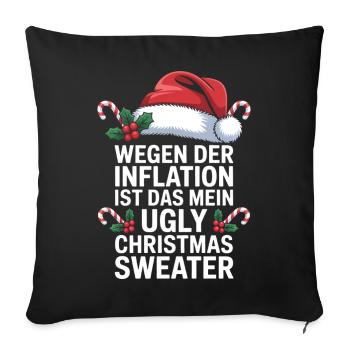 L’inflation rencontre le moche pull de Noël - Housse de coussin décorative 45 x 45 cm - noir - Devant