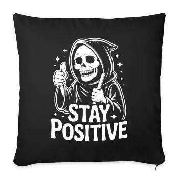 Motif squelette Stay Positive - Housse de coussin décorative 45 x 45 cm - noir - Devant