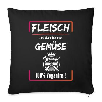 Meat is the best vegetable-100% vegan-free - Sofa pillowcase 17,3'' x 17,3'' (45 x 45 cm) - black - Front