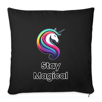 Unicorn Rainbow – Stay Magical - Sofa pillowcase 17,3'' x 17,3'' (45 x 45 cm) - black - Front