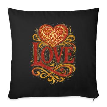 Amour - Cœur - Saint Valentin - Mariage - Housse de coussin décorative 45 x 45 cm - noir - Devant
