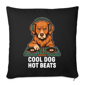 DJ Toller: Cool Dog - Hot Beats Retro Retriever - Sofa pillowcase 17,3'' x 17,3'' (45 x 45 cm) - black - Front