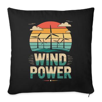 Éoliennes Énergie renouvelable - Housse de coussin décorative 45 x 45 cm - noir - Devant