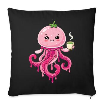 Méduse matcha de Kawaii mignonne - Housse de coussin décorative 45 x 45 cm - noir - Devant