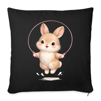Cute bunny jumping rope - Sofa pillowcase 17,3'' x 17,3'' (45 x 45 cm) - black - Front