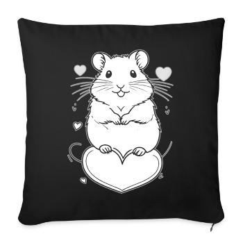 Cute hamster with heart frame - Sofa pillowcase 17,3'' x 17,3'' (45 x 45 cm) - black - Front