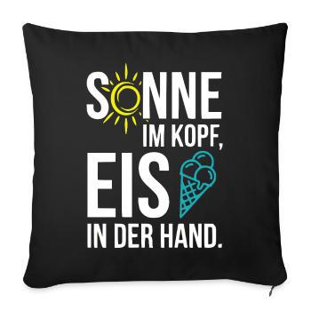 Sonne im Herzen, Eis in der Hand – Coole Sommer‑Me - Sofakissenbezug 45 x 45 cm - Schwarz - Vorne