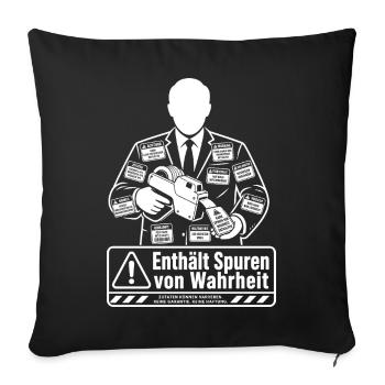 Enthält Spuren von Wahrheit - Sofakissenbezug 45 x 45 cm - Schwarz - Vorne