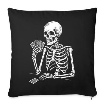 Skeleton Gamble Playing Cards - Sofa pillowcase 17,3'' x 17,3'' (45 x 45 cm) - black - Front