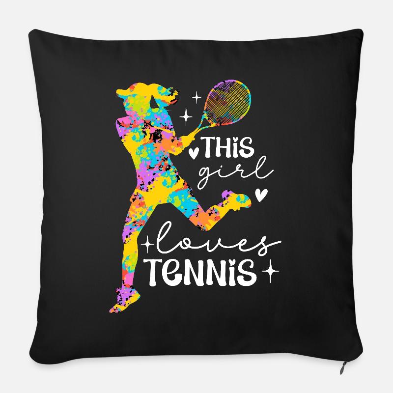 Dieses Mädchen liebt Tennis Splash - Sofakissenbezug 45 x 45 cm - Schwarz