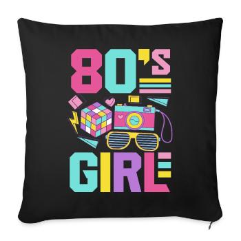Retro Back to the 80s Vintage Design - Sofa pillowcase 17,3'' x 17,3'' (45 x 45 cm) - black - Front