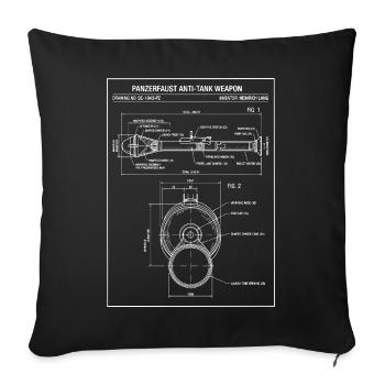 Plan antichar de la Seconde Guerre mondiale du Panzerfaust - Housse de coussin décorative 45 x 45 cm - noir - Devant