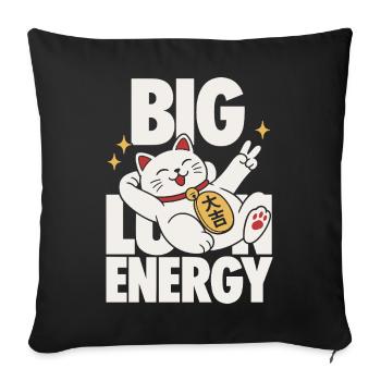 Big Luck Energy Lucky Cat - Sofa pillowcase 17,3'' x 17,3'' (45 x 45 cm) - black - Front