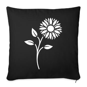 Blumen Silhouette Abstrakte Blütenkunst - Sofakissenbezug 45 x 45 cm - Schwarz - Vorne