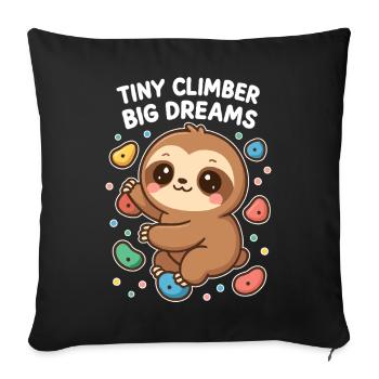 Kawaii Faultier Klettern - Tiny Climber Shirt - Sofakissenbezug 45 x 45 cm - Schwarz - Vorne