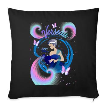 Wassermannfrau – Astrologiegeschenk - Sofakissenbezug 45 x 45 cm - Schwarz - Vorne