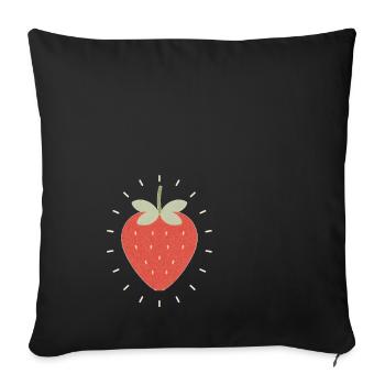 Strahlende Erdbeere Illustration - Sofakissenbezug 45 x 45 cm - Schwarz - Vorne