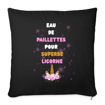 Créatures Fantastiques - Eau de Paillettes Licorne - Housse de coussin décorative 45 x 45 cm - noir - Devant