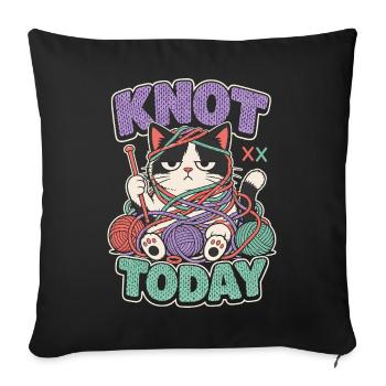 Knot Today Cat with Wool - Sofa pillowcase 17,3'' x 17,3'' (45 x 45 cm) - black - Front