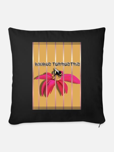 Bombus Terrestris auf Blüte - Sofakissenbezug 45 x 45 cm - Schwarz