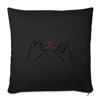 Deux mains avec boucle de coeur, Saint Valentin, amour - Housse de coussin décorative 45 x 45 cm - noir - Devant