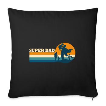 Papa Superdad Geschenk Vatertag - Sofakissenbezug 45 x 45 cm - Schwarz - Vorne