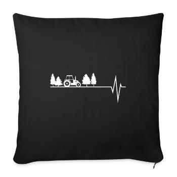 Tracteur enfant de village cardiaque battement de coeur motif - Housse de coussin décorative 45 x 45 cm - noir - Devant