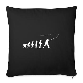 évolution pêche t-shirt homme idée cadeau - Housse de coussin décorative 45 x 45 cm - noir - Devant