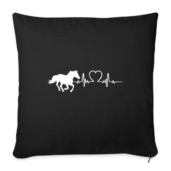 Pferd Herzschlag Reiten Reitsport Pferdefreund - Sofakissenbezug 45 x 45 cm - Schwarz - Vorne