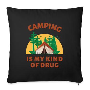 Camping my kind of drug - Sofa pillowcase 17,3'' x 17,3'' (45 x 45 cm) - black - Front