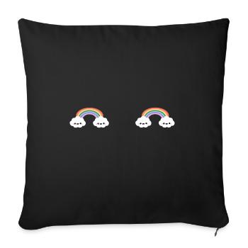 Poitrine tirée du cadeau nuage arc-en-ciel - Housse de coussin décorative 45 x 45 cm - noir - Devant