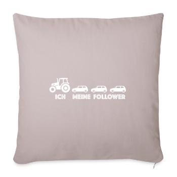 Ich und meine Follower | Traktor, Auto, Influencer - Sofakissenbezug 45 x 45 cm - helles Taupe - Vorne