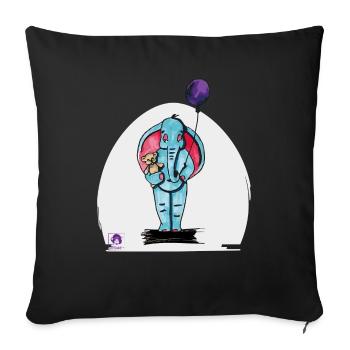 Elijah the elephant - Sofa pillowcase 17,3'' x 17,3'' (45 x 45 cm) - black - Front