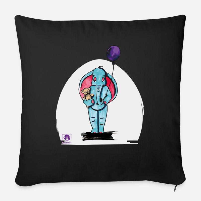 Elijah the elephant - Sofa pillowcase 17,3'' x 17,3'' (45 x 45 cm) - black