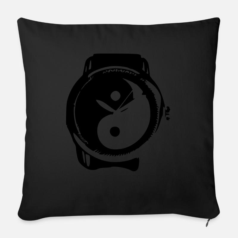 Yin and Yang clock - Sofa pillowcase 17,3'' x 17,3'' (45 x 45 cm) - black